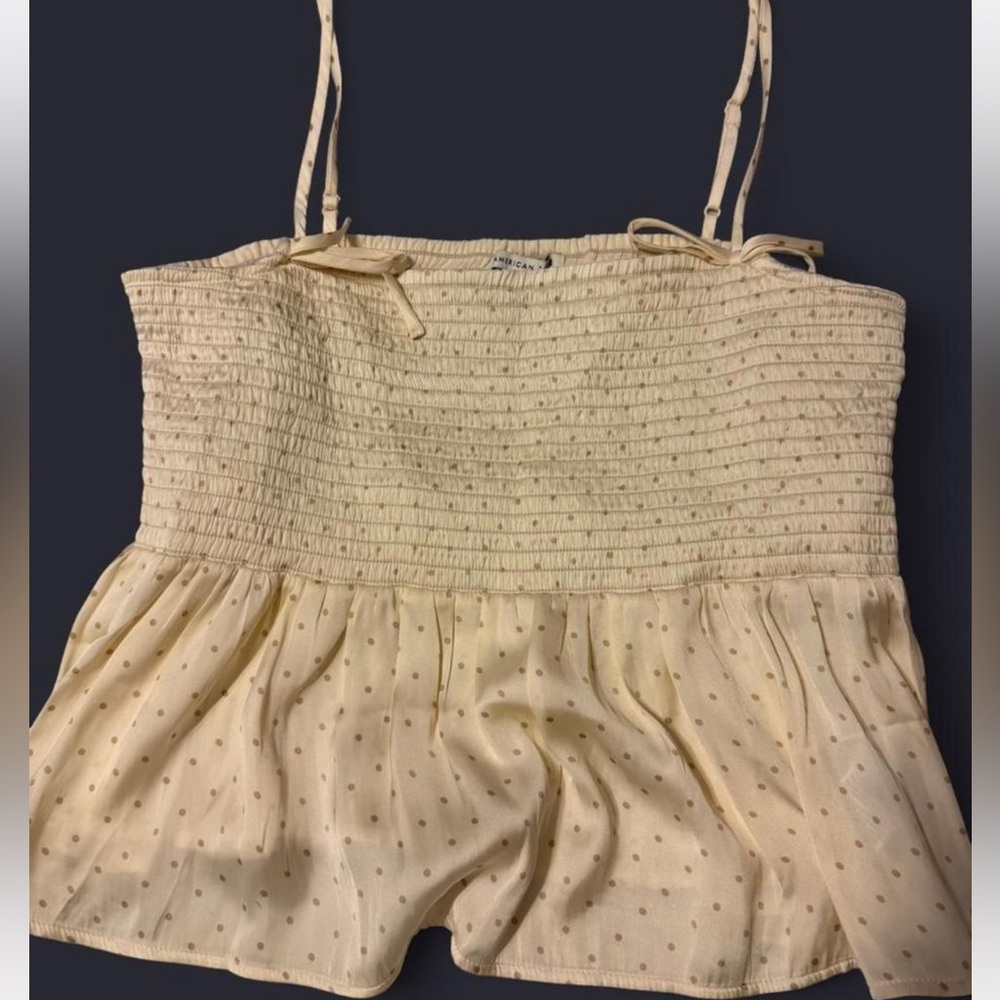 American Age Cream Smocked Dress